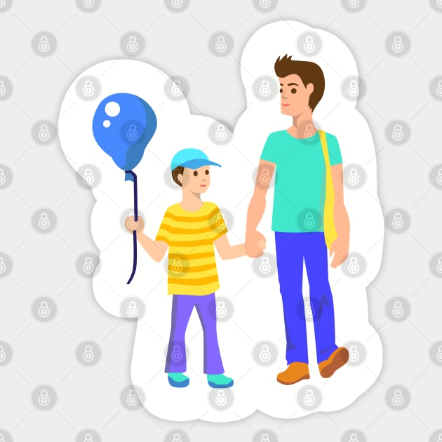 Father and Son Walking Sticker by holidaystore